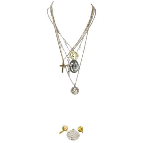Christian Jewelry Lot of 5 Necklaces, Pendant, and 2 Pins