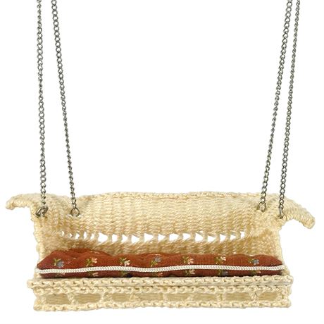 Vintage Signed Artisan-Made Miniature Hanging Porch Swing