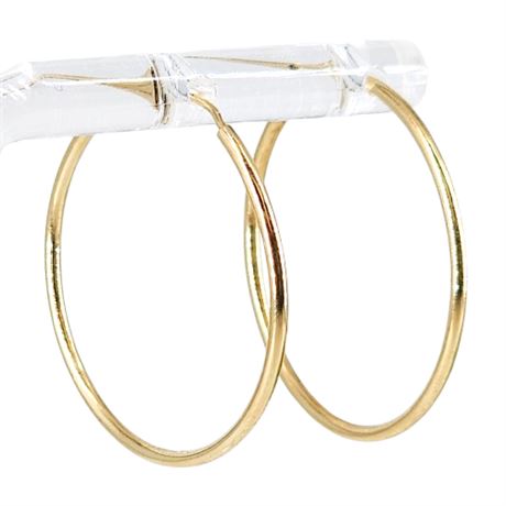 Vintage Minimalist 14K Gold Hollow Hoop Earrings