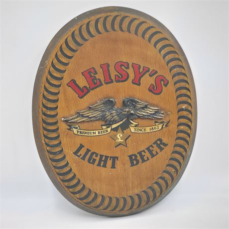 VTG Leisy's Beer Wood Advertising Plaque
