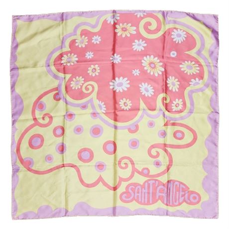 Vintage Sally Gee "Sant'Angelo" Silk Scarf w/ Hand Rolled Edges