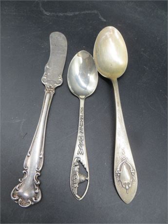 Sterling Butter Knife & 2 Spoons