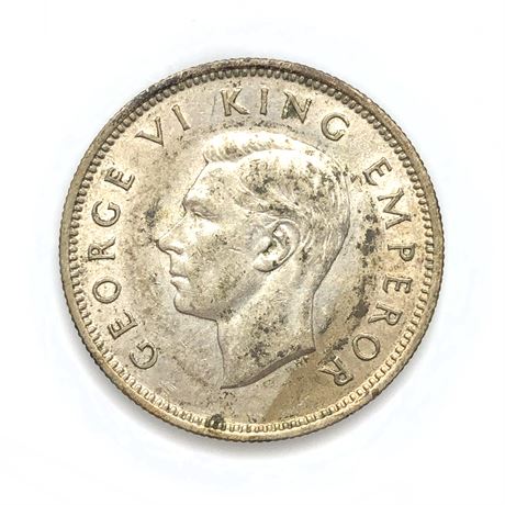 1937 New Zealand One Shilling Silver Coin