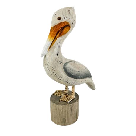 Decorative Wooden Pelican Figurine