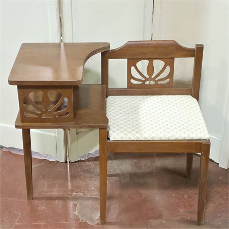 Vtg Wood Telephone Bench
