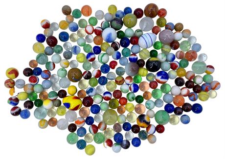 226 pc Vintage Art Glass Marbles & Shooters Lot