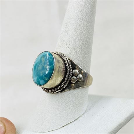 13.7g Sterling Turquoise Ring Size 10