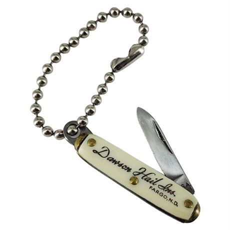Vintage Dawson Hail Ins. Fargo, N.D. Souvenir Mini Pocket Knife Keychain