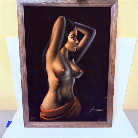 Midcentury Velvet Nude Painting