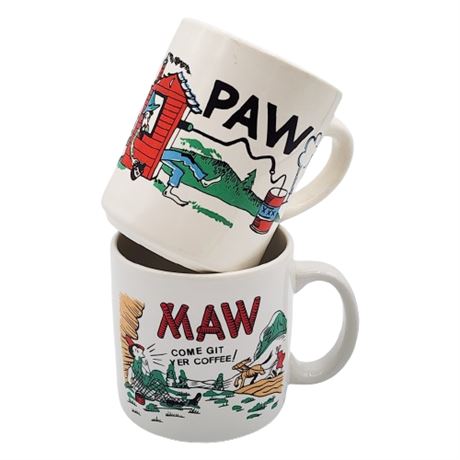 Mismatched Vintage Maw & Paw Coffee Mugs