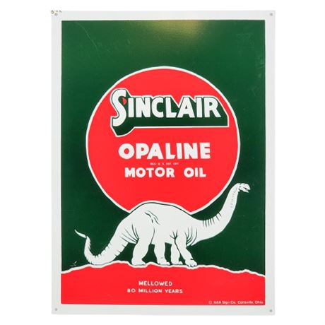 Vintage Sinclair Opaline Motor Oil Embossed Metal Sign