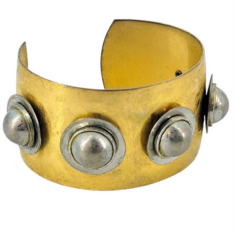 Vintage Thick Gold Tone Stud Cuff Bracelet