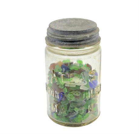 VTG Atlas Straight Sides Mason Jar with Beach Glass