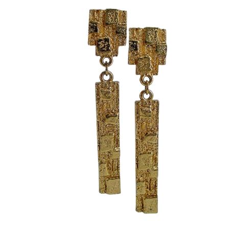 Vintage 1960-70's Brutalist NAPIER Dangle Screw Back Gold Tone Earrings
