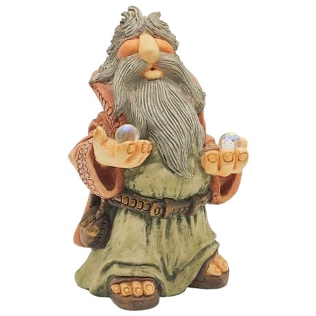 Vintage Krystonia Wizard Figurine w/ Crystal Balls