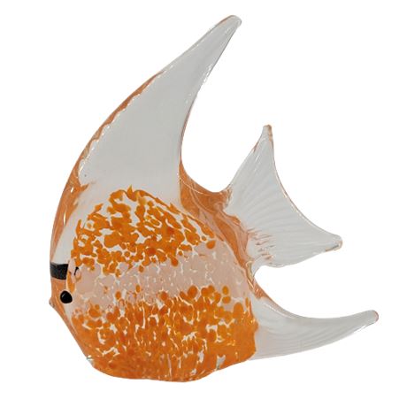Murano Art Glass Orange & White Fish Paperweight