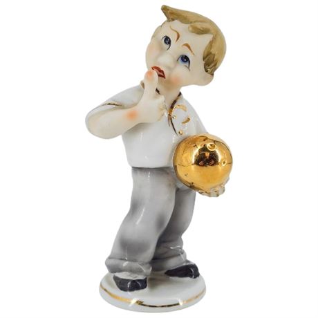 Vintage LEFTON China Bowling Boy Figurine