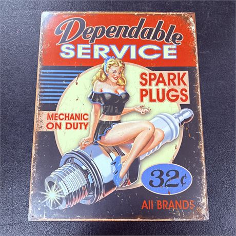 Dependable Service 12.5x16” Metal Retro Sign