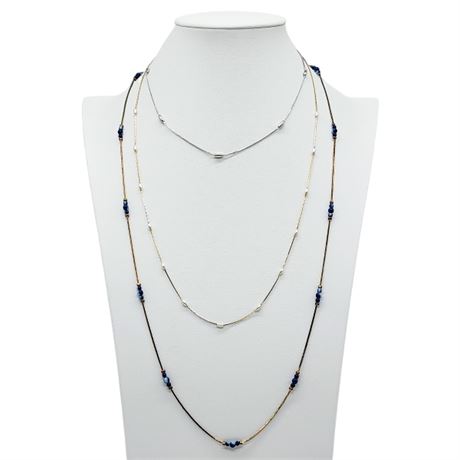 Three Vintage Satellite Bead Chain Necklaces