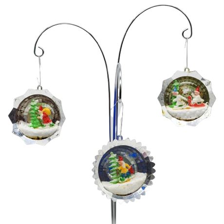 Vintage Jewel Brite Metallic Disco Ball Diorama Ornaments