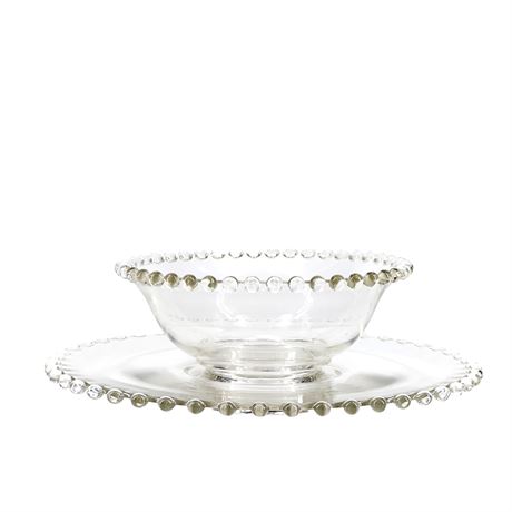 Vintage Imperial Glass Candlewick Glass Bowl and Underplate