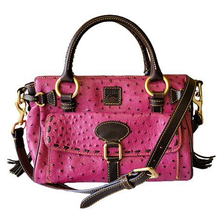 Dooney & Bourke "Florentine" Satchel Pink Ostrich Embossed Leather