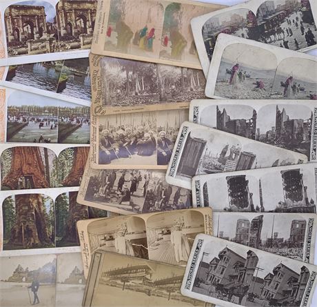 19 Sepia, BW & Tinted Antique to Vintage Stereoview Cards