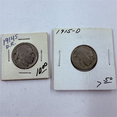 1914-S + 1915-D Buffalo Nickels