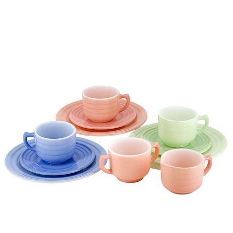 Vintage Hazel Atlas Little Hostess Milk Glass Tea Set for 3