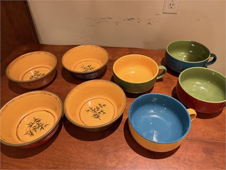 Casa Cristina 4 Large Pottery Bowls & Large Soup Bowls