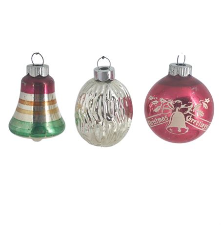 Lot of 3 VTG Glass Ornaments