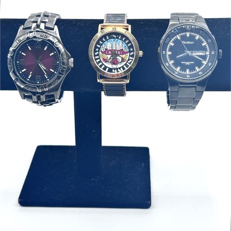 Watch Lot - Amitron, Infinity 18K Plated Rock-N-Roll, Ruby Faced Stainless