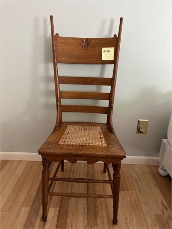 Oak Cane Seat Chair Second of Two Available