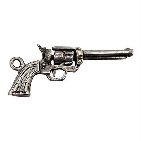 Sterling Silver Handgun Pendant w/ Spinning Chamber