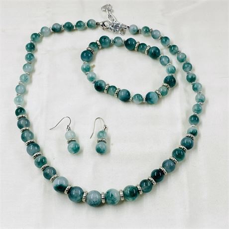 Vintage Necklace + Bracelet + Earring Set