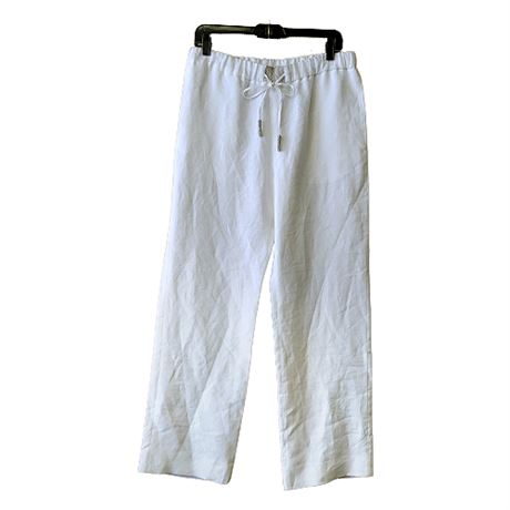 Rani Arabella White Drawstring Linen Pants