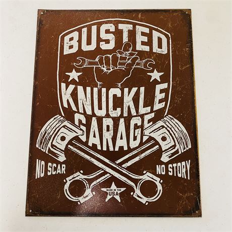 Busted Knuckle Garage 12.5x16” Metal Retro Sign