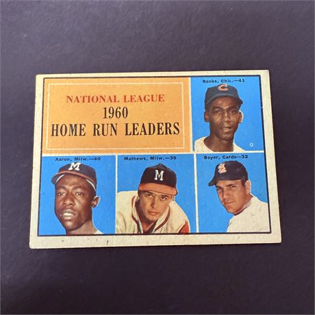 1961 Topps Hank Aaron + Banks HR LDRS Card