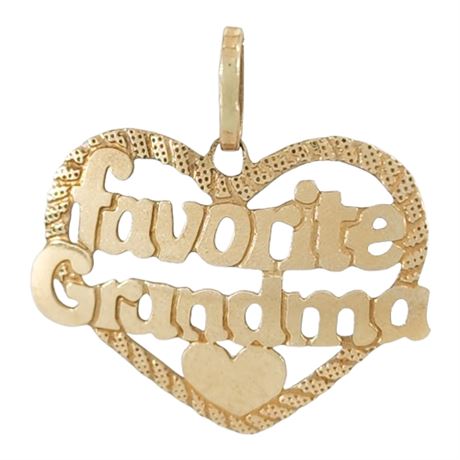 Vintage Signed Jacmel 14K Gold Favorite Grandma Heart Pendant