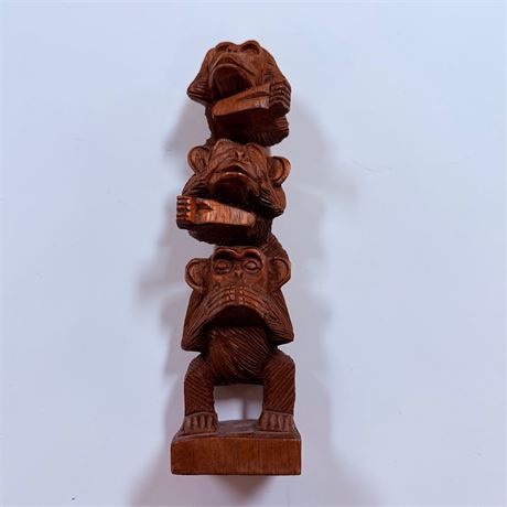 ‘See No, Hear No, Speak No’ Totem Pole