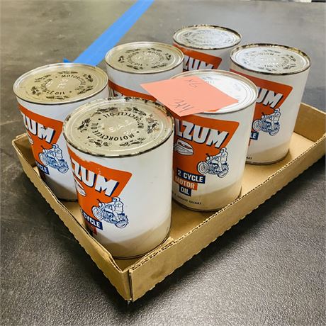 6 NOS Oilzum Quart Cans