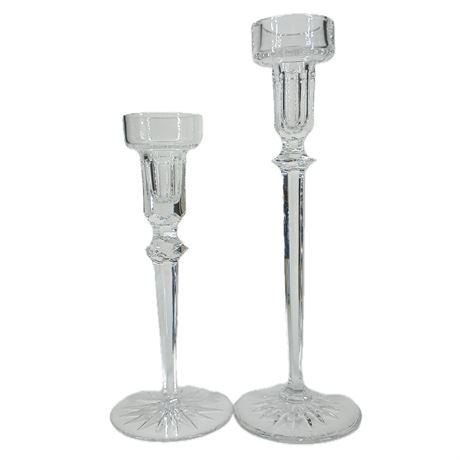 Rogaska and Salwa Glass Candlestick Holders, Set of 2