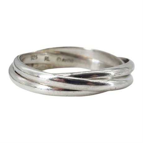 Vintage AVON/RL Sterling Silver Triple Band Interlocking Rolling Ring, Sz 11