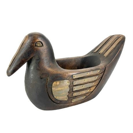 Decorative Norwegian Style Carved Wood Tern Bowl