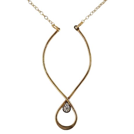 Signed Vintage AVON Gold Filled Diamond Ring Keeper Necklace
