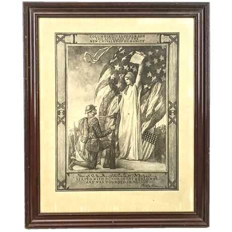 WWI Dedication Print, EH Blashfield, Accolade of the New Chivalry of Humanity