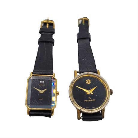 Pair Ladies Black Wristwatches