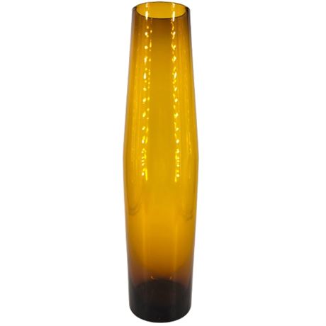 Vintage Amber Art Glass Clear Vase