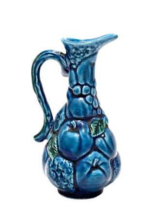 Vtg Inarco Blue and Green Fruit Cruet Pitcher