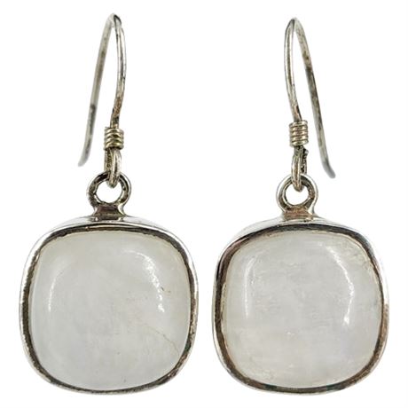 Silver Tone Moonstone Gemstone Earrings